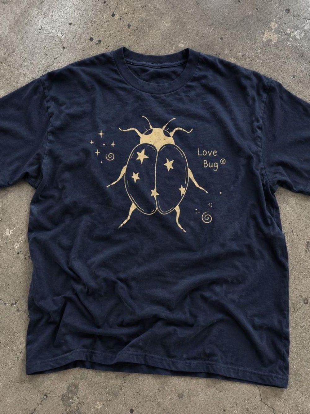 Gildan Navy Short Sleeve Tee with Gold Star Beetle Graphic